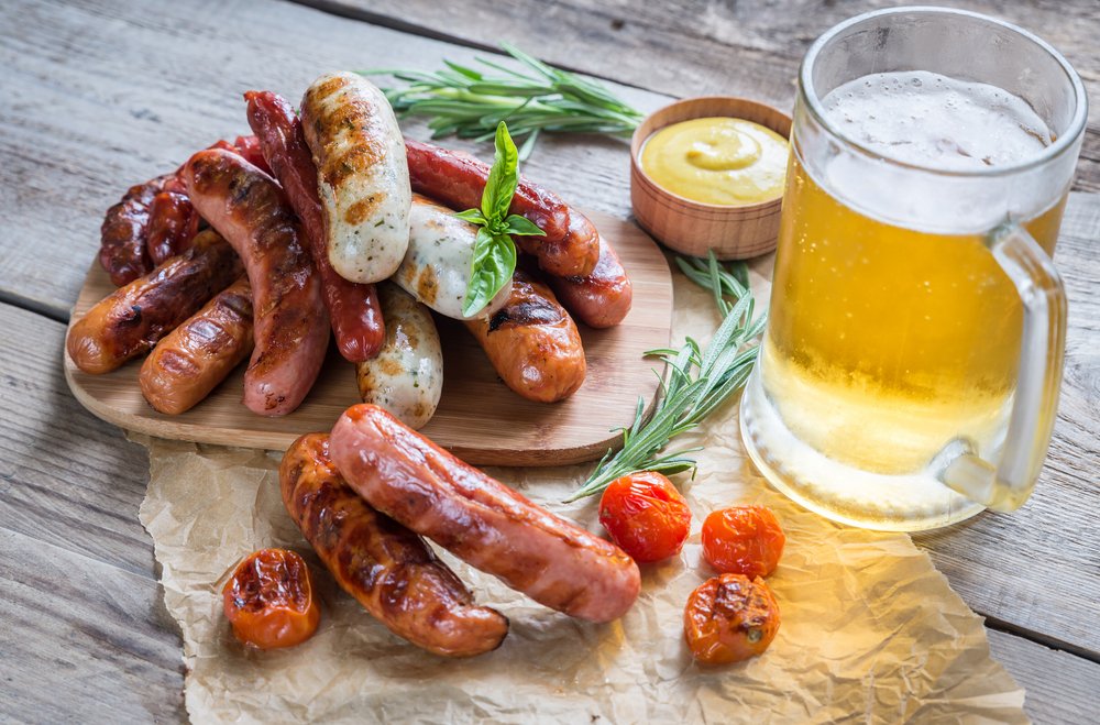 sausages and a beer