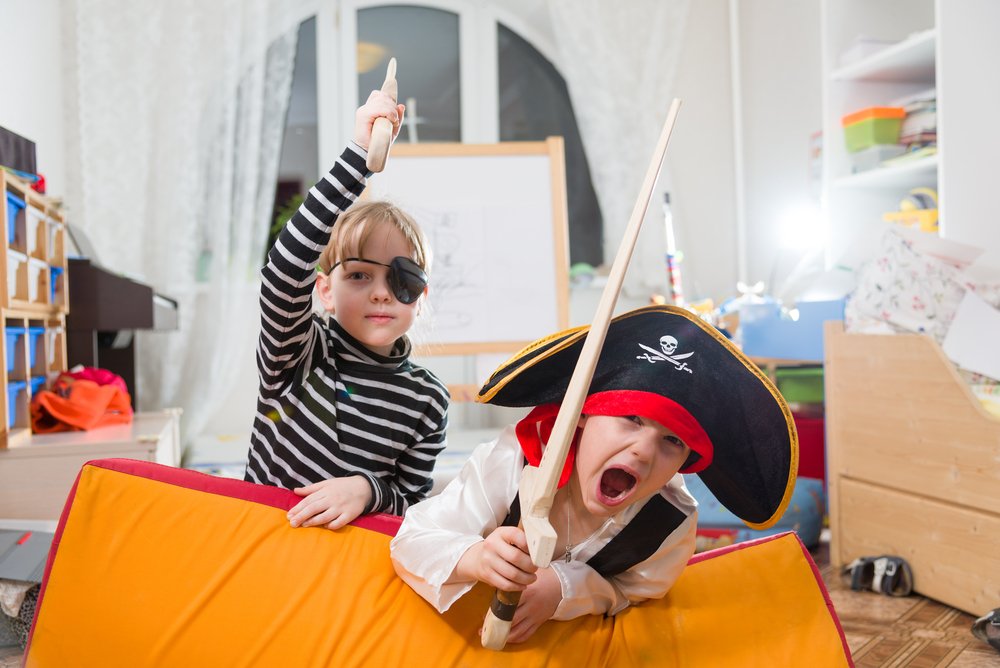 two little boys dressed as pirates