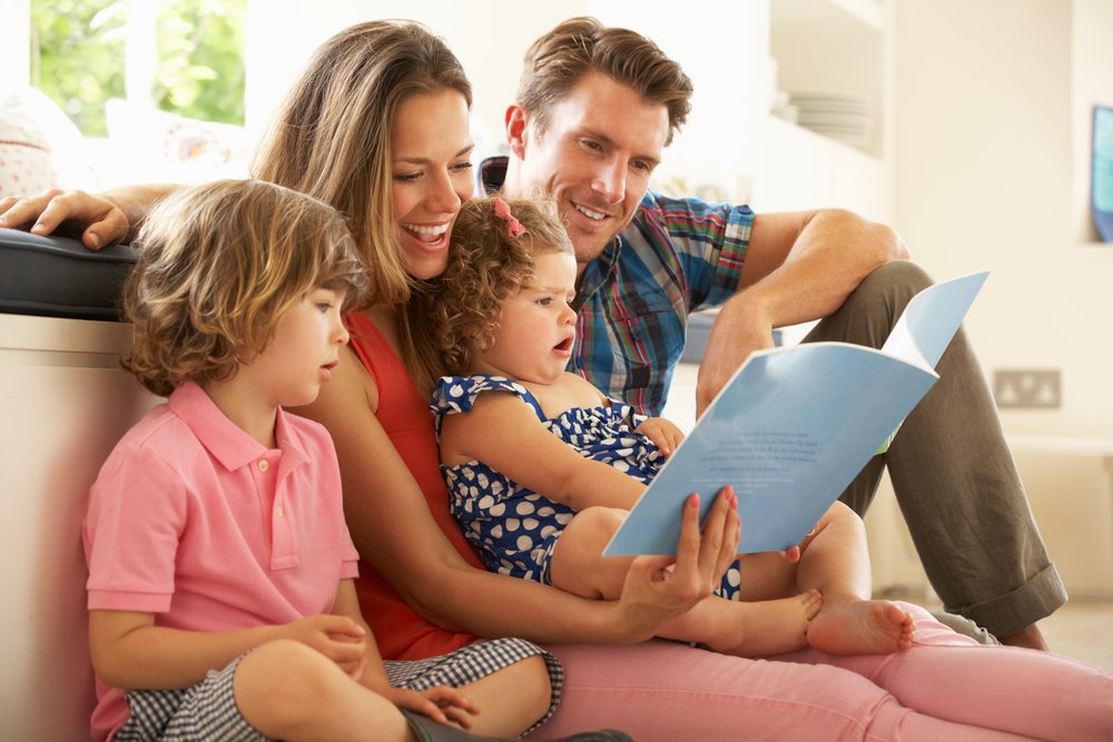 Family reading at home